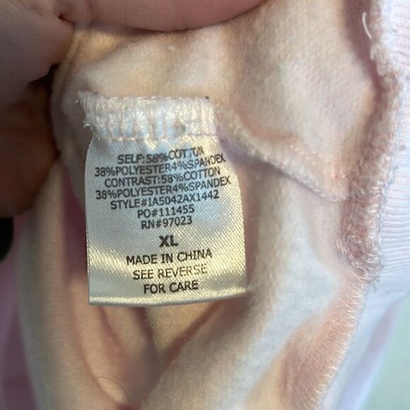 Rebellious One- Pink No Rain No Flowers Screen Print Cropped Length Hoodie, XL - Picture 5 of 6